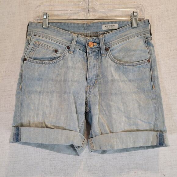 H&M Womens Boyfriend Loose Waist Jean Shorts Size 6 Blue Denim Cuffed Casual - Picture 1 of 8